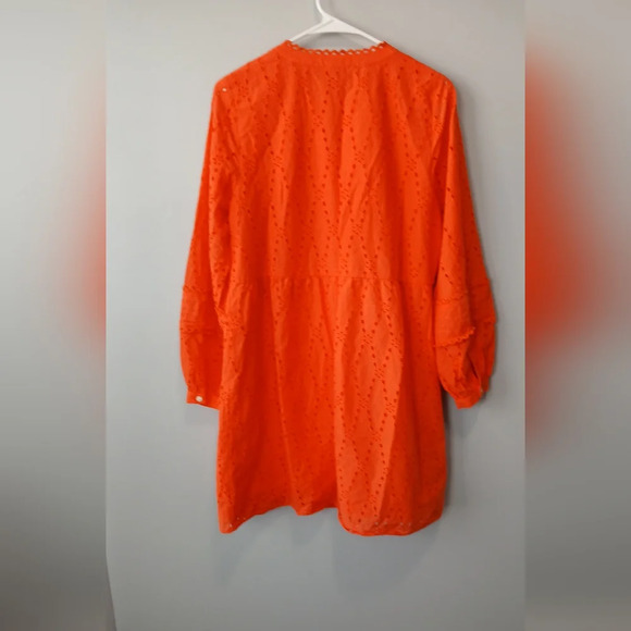 Orange Eyelet Button-down Dress Size Medium Cottagecore Boho Fairy Festival - Picture 6 of 6